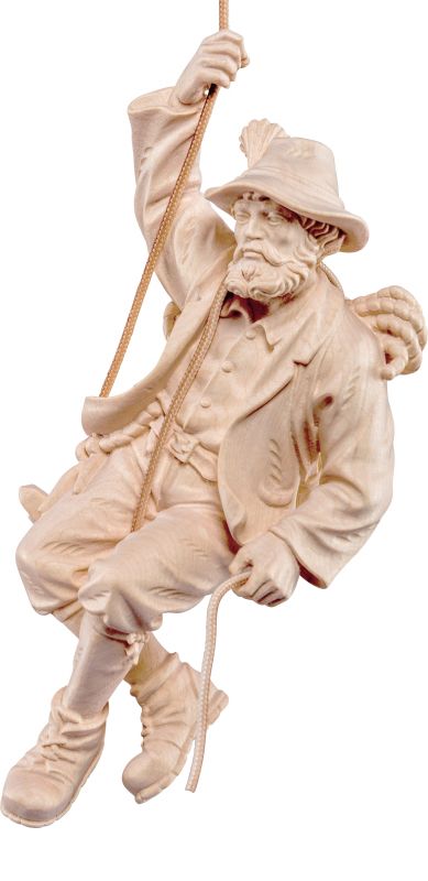 alpinista in cordata - demetz - deur - statua in legno dipinta a mano. altezza pari a 13 cm.