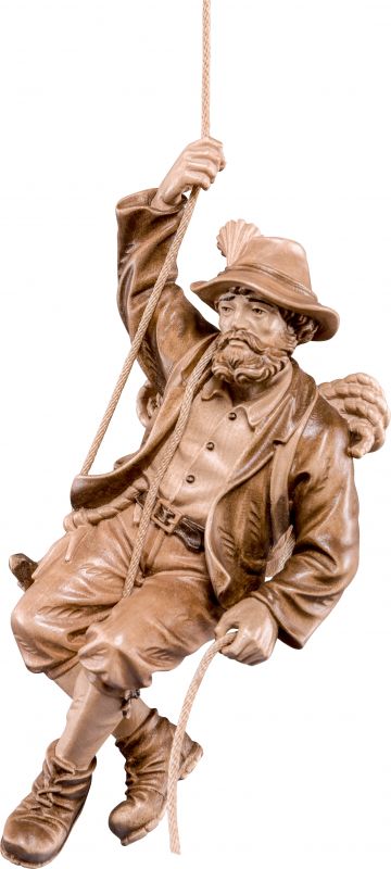 alpinista in cordata - demetz - deur - statua in legno dipinta a mano. altezza pari a 50 cm.
