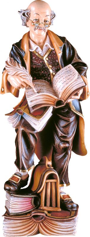 filosofo - demetz - deur - statua in legno dipinta a mano. altezza pari a 85 cm.