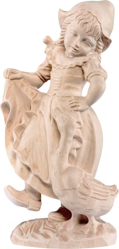 lisa con le oche - demetz - deur - statua in legno dipinta a mano. altezza pari a 13 cm.