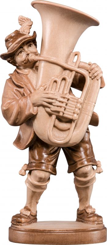 musicista con tuba - demetz - deur - statua in legno dipinta a mano. altezza pari a 33 cm.