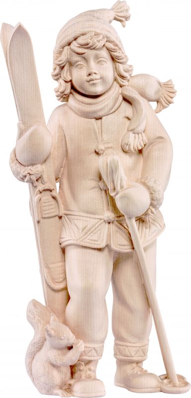 ragazza con sci - demetz - deur - statua in legno dipinta a mano. altezza pari a 30 cm.