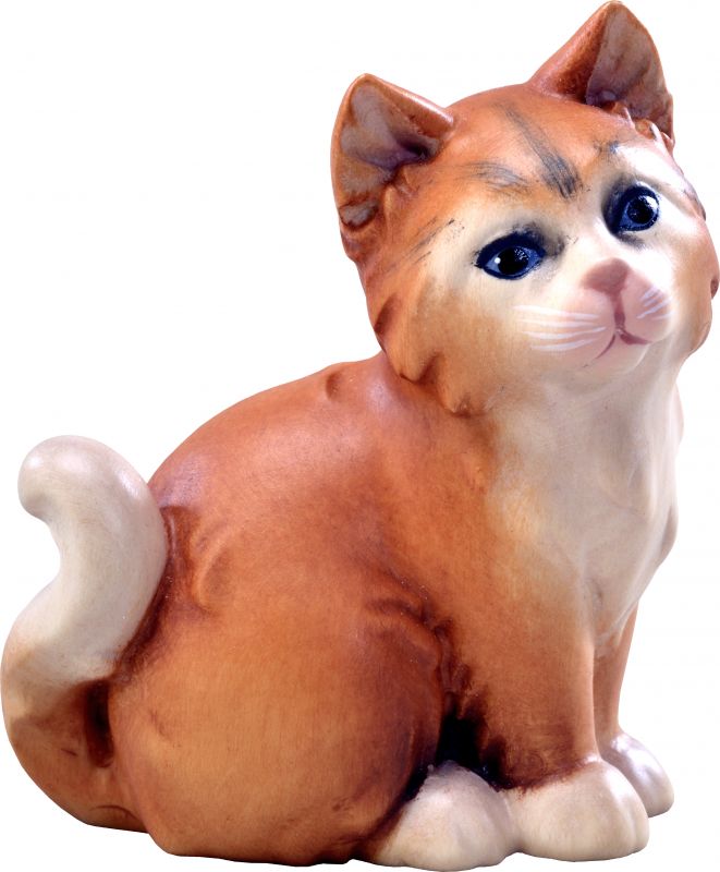 gatto marrone - demetz - deur - statua in legno dipinta a mano. altezza pari a 17 cm.