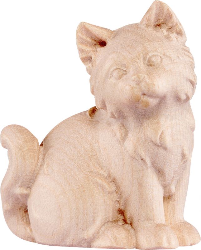 gatto grigio - demetz - deur - statua in legno dipinta a mano. altezza pari a 12 cm.
