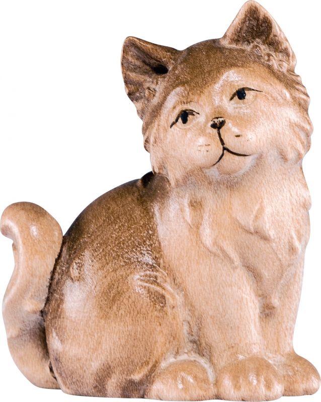 gatto grigio - demetz - deur - statua in legno dipinta a mano. altezza pari a 17 cm.