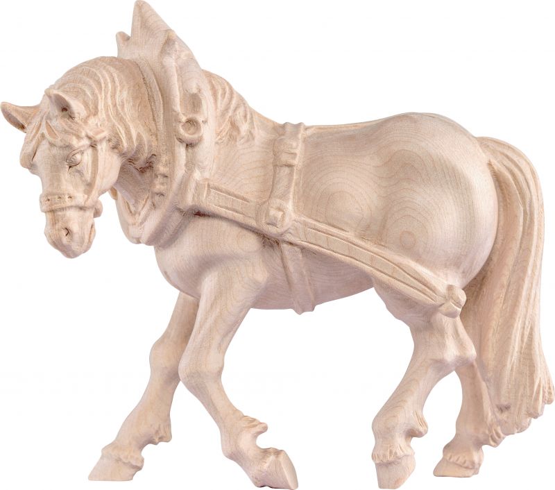 cavallo da tiro sx - demetz - deur - statua in legno dipinta a mano. altezza pari a 25 cm.