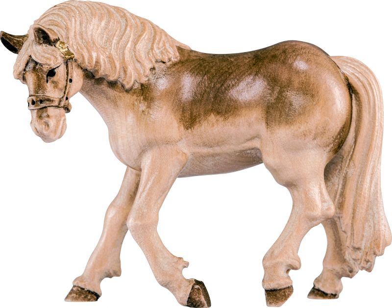 cavallo haflinger - demetz - deur - statua in legno dipinta a mano. altezza pari a 9 cm.