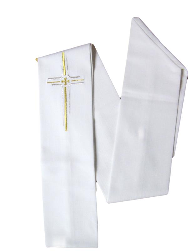 Stola con ricamo croce bianco Stole | vendita online Semprini Arredi Sacri